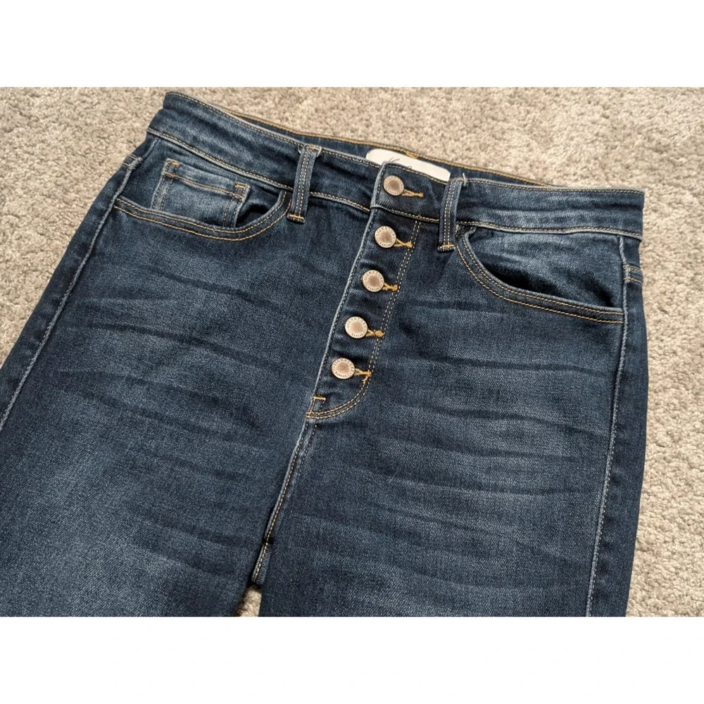 Kancan Signature Womens Jeans‎ Size 28 Dark Wash High Rise Button Fly Ripped